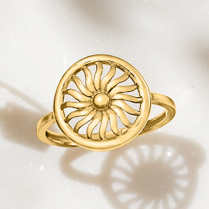 14kt Yellow Gold Sun Circle Ring. Size 7 image number 2
