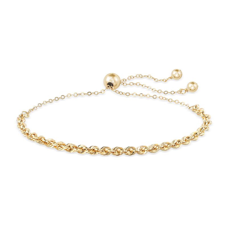 14kt Yellow Gold Rope Chain Bolo Bracelet image number 0
