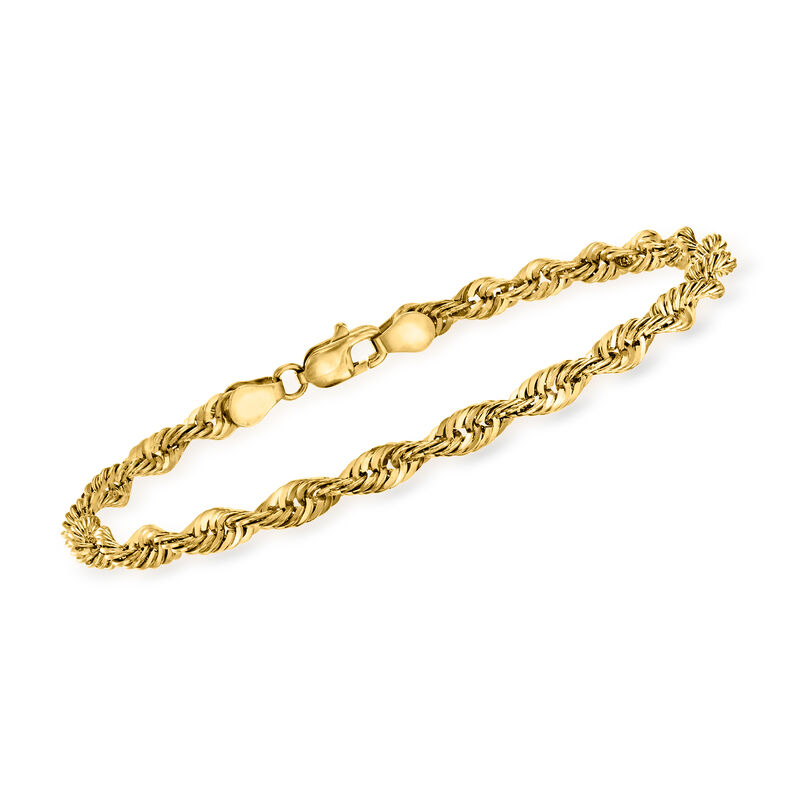 4mm 14kt Yellow Gold Rope-Chain Bracelet image number 0