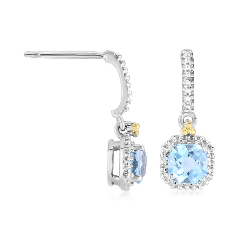 Phillip Gavriel "Italian Cable" 1.10 ct. t.w. Swiss Blue Topaz Drop Earrings in Sterling Silver with 18kt Yellow Gold  image number 2