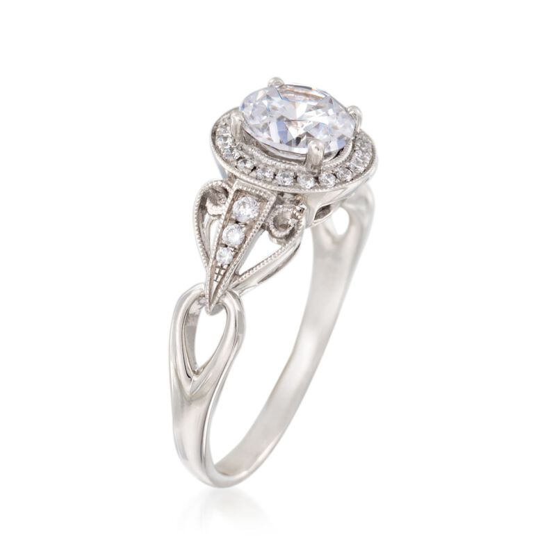 Simon G. .17 ct. t.w. Diamond Halo Engagement Ring Setting in 18kt White Gold image number 2