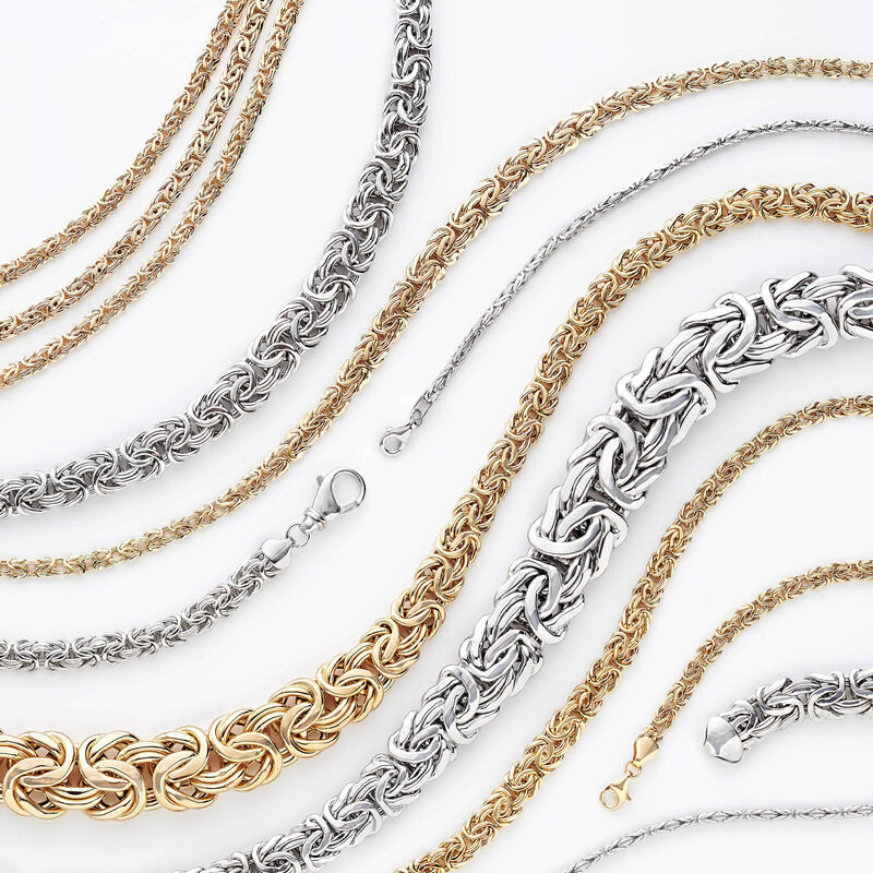 Sterling Silver Square Byzantine Necklace image number 2