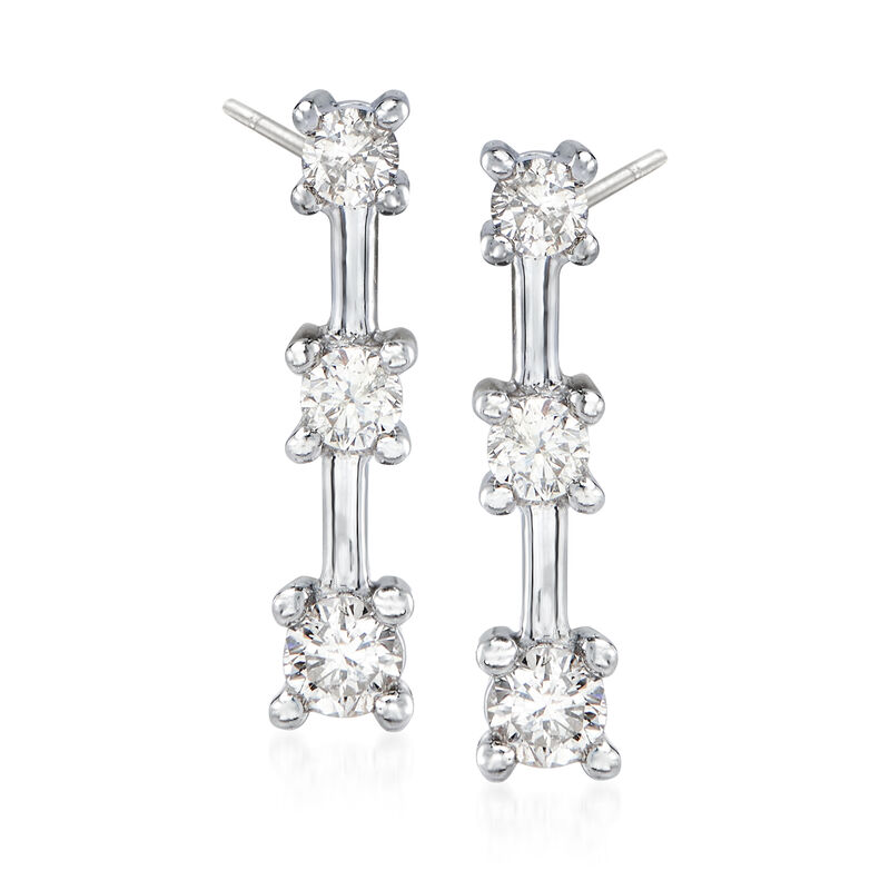 C. 1990 Vintage .50 ct. t.w. Diamond Linear Drop Earrings in 14kt White Gold image number 0