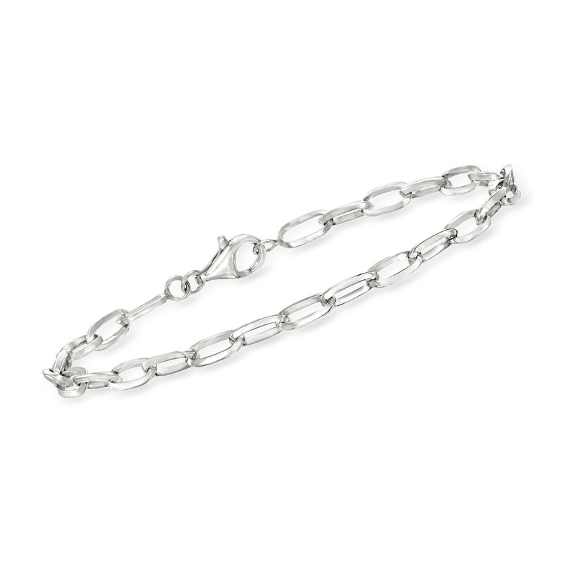 Solid Sterling Silver Paper Clip Link Bracelet image number 0