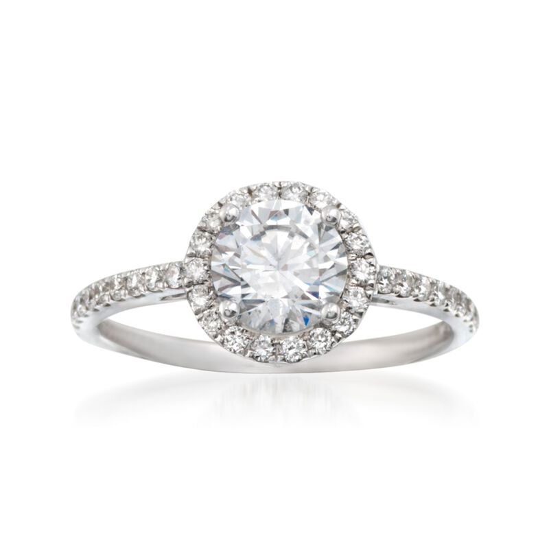 Simon G .36 ct. t.w. Diamond Halo Engagement Ring Setting in 18kt White Gold image number 0