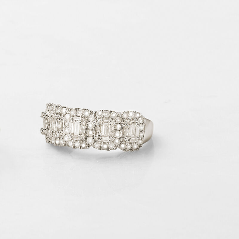 1.00 ct. t.w. Round and Baguette Diamond Ring in Sterling Silver image number 4