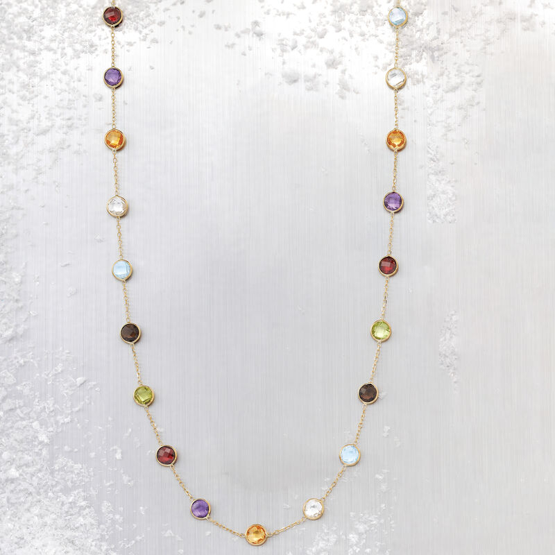 13.80 ct. t.w. Bezel-Set Multi-Gemstone Station Necklace in 14kt Yellow Gold image number 5