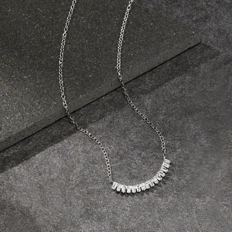 .25 ct. t.w. Diamond Curved Bar Necklace in Sterling Silver image number 2