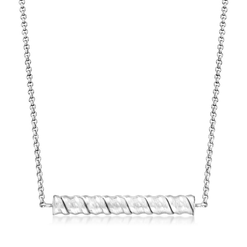 Italian Sterling Silver Twisted Bar Necklace image number 0