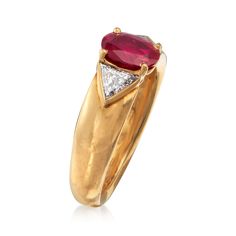 C. 1980 Vintage Cartier 1.20 Carat Ruby and .40 ct. t.w. Diamond Ring in 18kt Yellow Gold image number 2