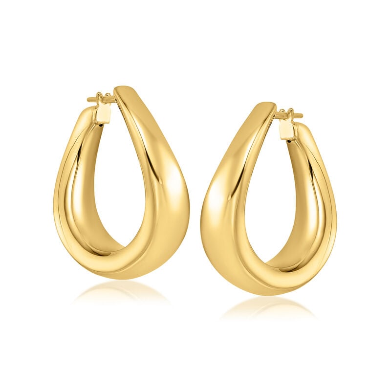 Italian 14kt Yellow Gold Twisted U-Shaped Hoop Earrings. 1 3/16" image number 1