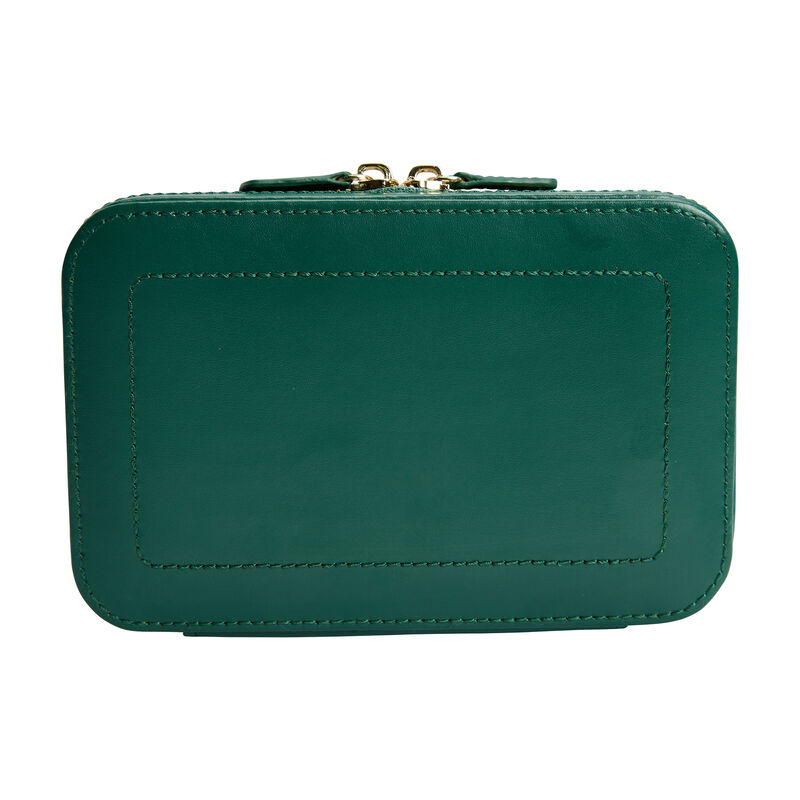 WOLF &quot;Sophia&quot; Forest Green Leather Jewelry Zip Case image number 5