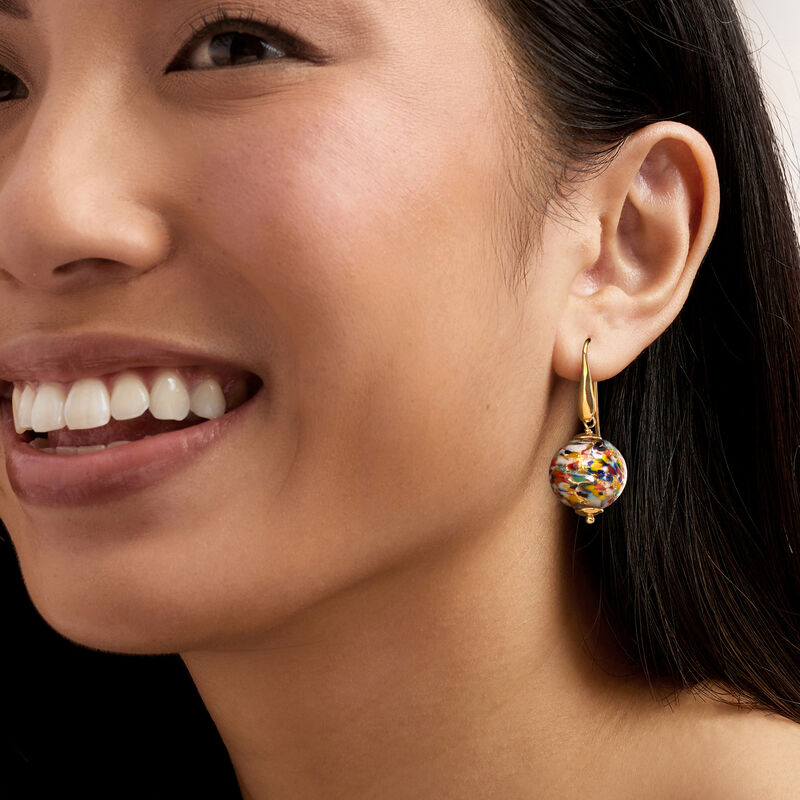 Italian Multicolored Murano Glass Bead Earrings with 18kt Gold Over Sterling image number 1