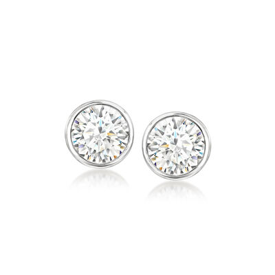 3.00 ct. t.w. Bezel-Set CZ Stud Earrings in Sterling Silver