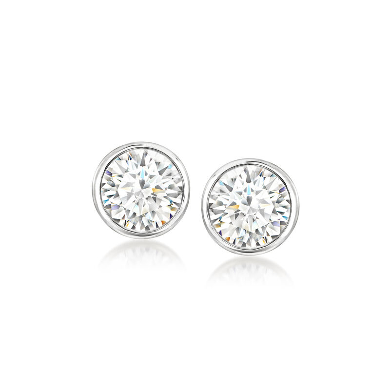 3.00 ct. t.w. Bezel-Set CZ Stud Earrings in Sterling Silver  image number 0