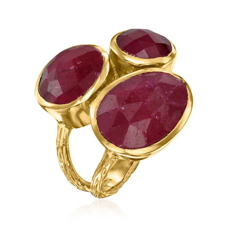 13.05 ct. t.w. Ruby Ring in 18kt Gold Over Sterling image number 2