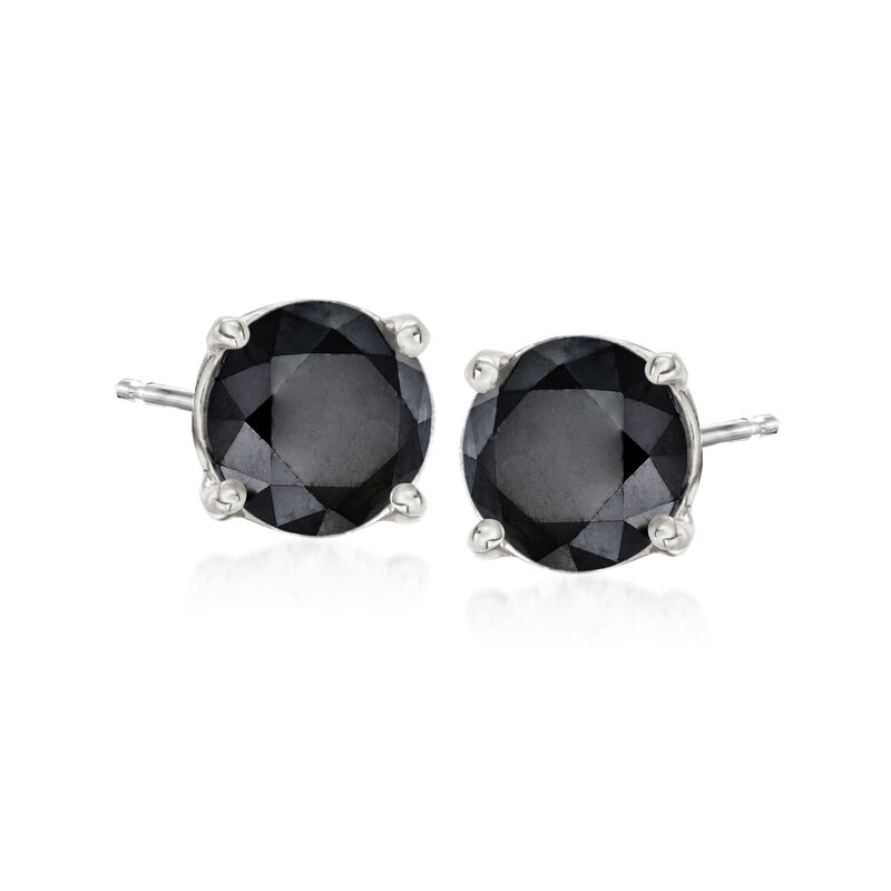 3.00 ct. t.w. Black Diamond Stud Earrings in 14kt White Gold image number 0