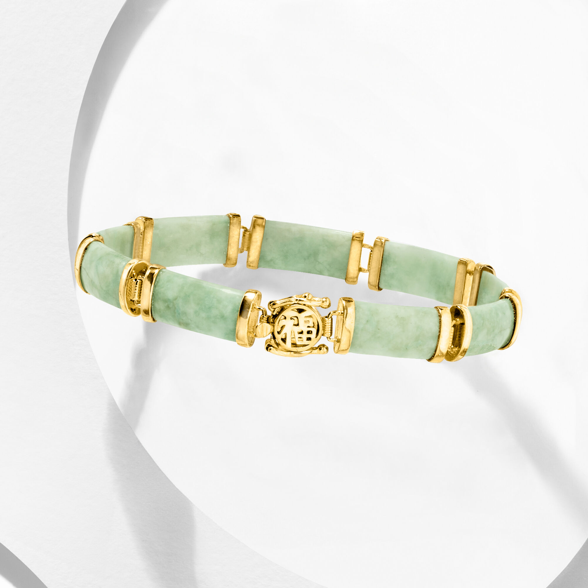 Jade Good Fortune Bracelet in 18kt Gold Over Sterling