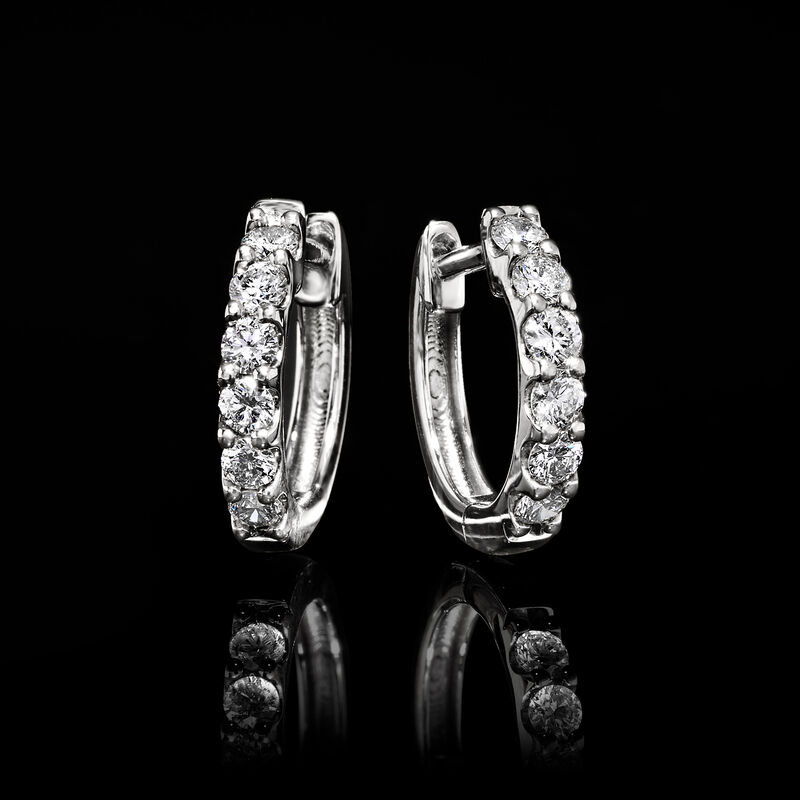 .25 ct. t.w. Lab-Grown Diamond Hoop Earrings in Sterling Silver. 3/8&quot; image number 2