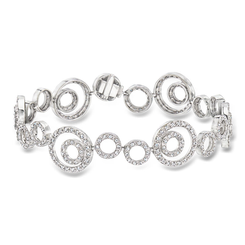 C. 1990 Vintage 1.75 ct. t.w. Diamond Circles Bracelet in 18kt White Gold. 7" image number 0