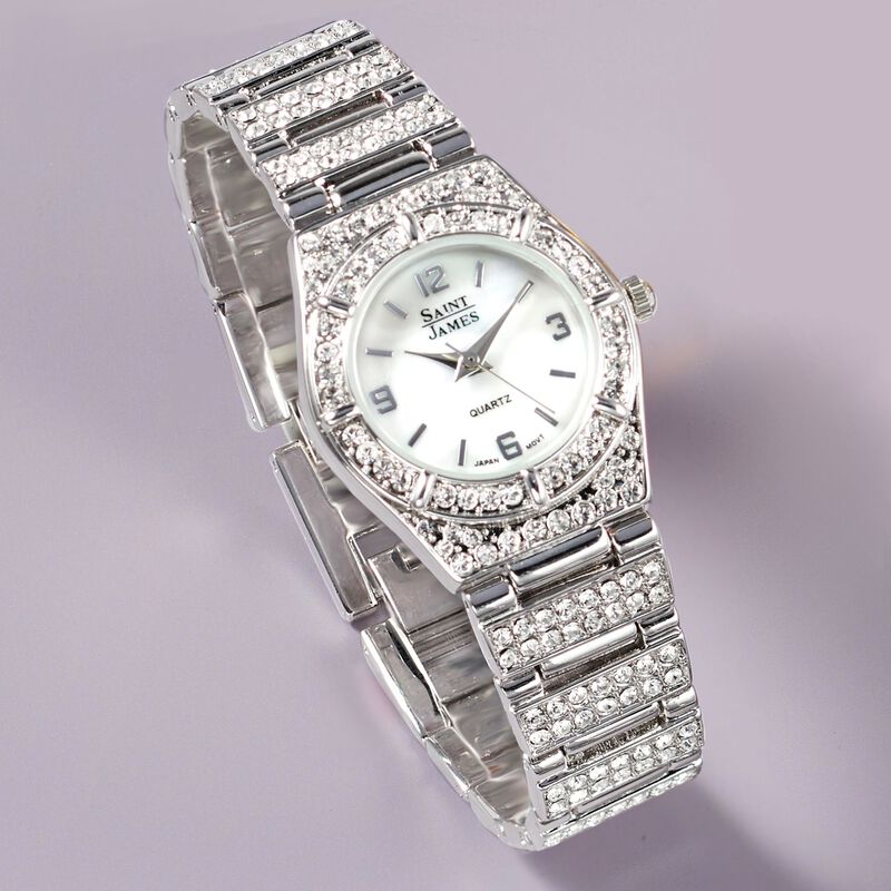 Saint James Women's 25mm Crystal and Mother-of-Pearl Watch in Stainless Steel image number 1