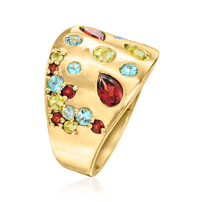 2.10 ct. t.w. Multi-Gemstone Ring in 18kt Gold Over Sterling image number 3