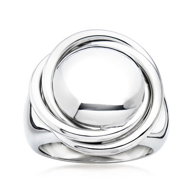 Italian Sterling Silver Big Bead Knot Ring