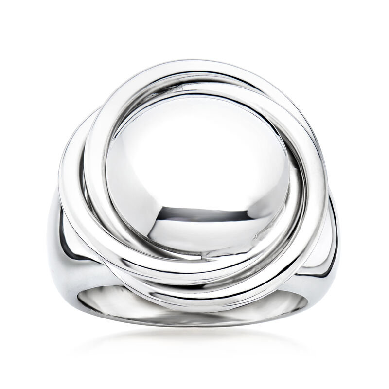 Italian Sterling Silver Big Bead Knot Ring image number 0