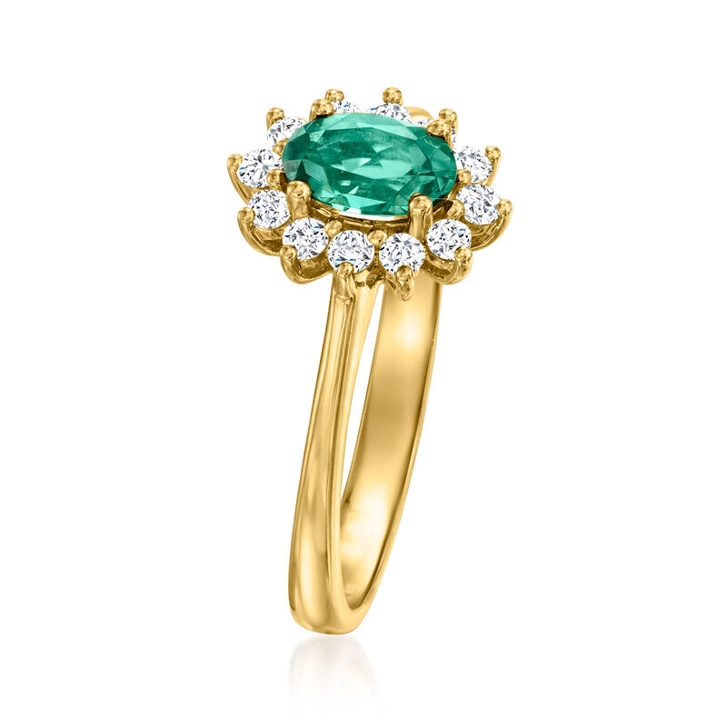 .60 Carat Green Tourmaline Ring with .25 ct. t.w. Diamonds in 18kt Yellow Gold image number 2