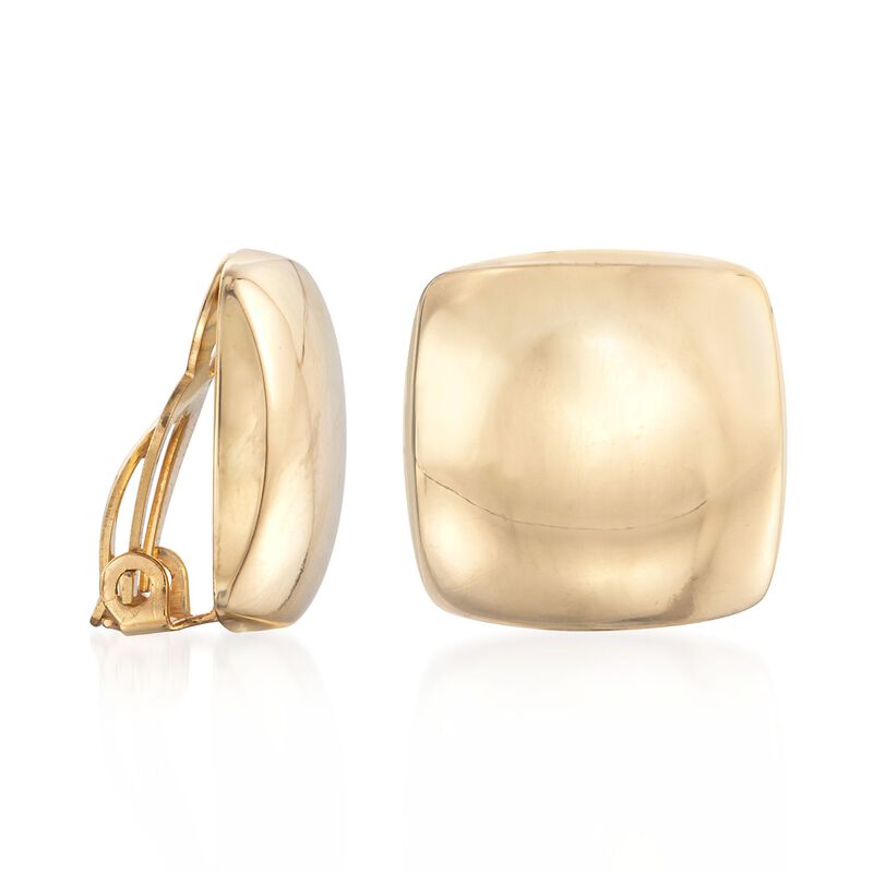 14kt Yellow Gold Puffed Square Clip-On Earrings image number 2