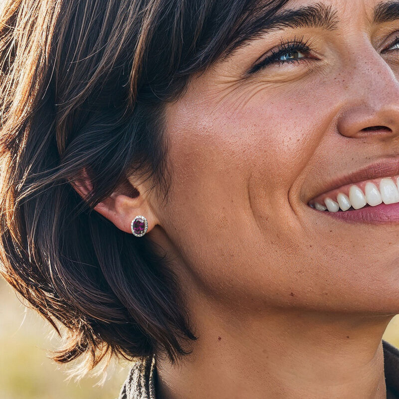 1.90 ct. t.w. Rhodolite Garnet Earrings with .22 ct. t.w. Diamonds in Platinum image number 1