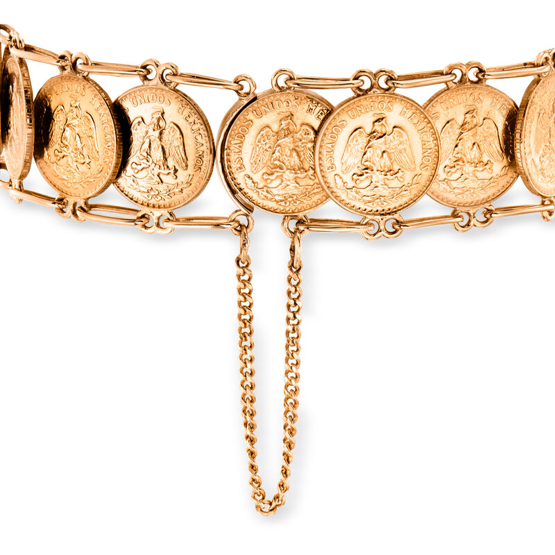 C. 1980 Vintage 14kt and 20kt Yellow Gold Dos Pesos Coin Bracelet image number 2