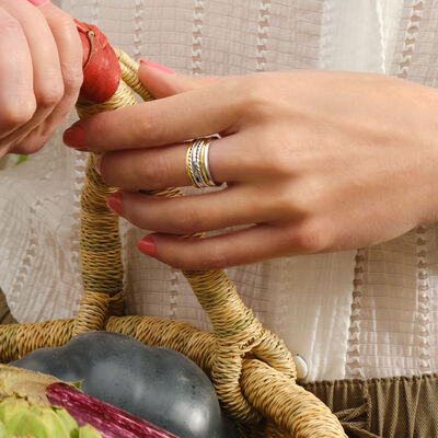 Two-Tone Sterling Silver Jewelry Set: Six Stackable Rings