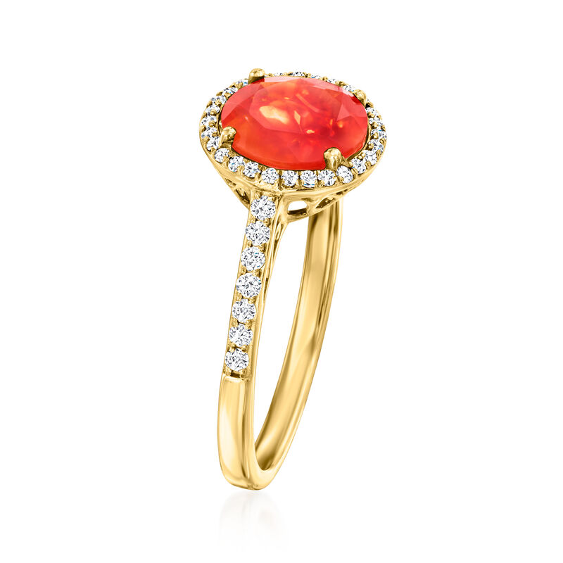 Fire Opal Ring with .28 ct. t.w. Diamonds in 14kt Yellow Gold image number 1