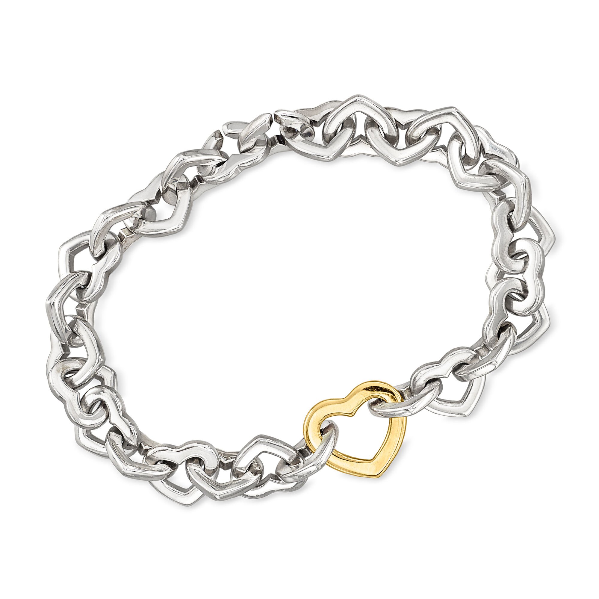 C. 2000 Vintage Tiffany Jewelry Sterling Silver Heart-Link