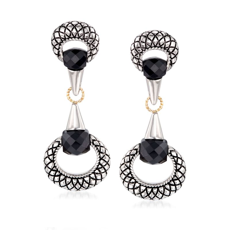 Andrea Candela Black Onyx Drop Earrings in Sterling Silver and 18kt Gold image number 0