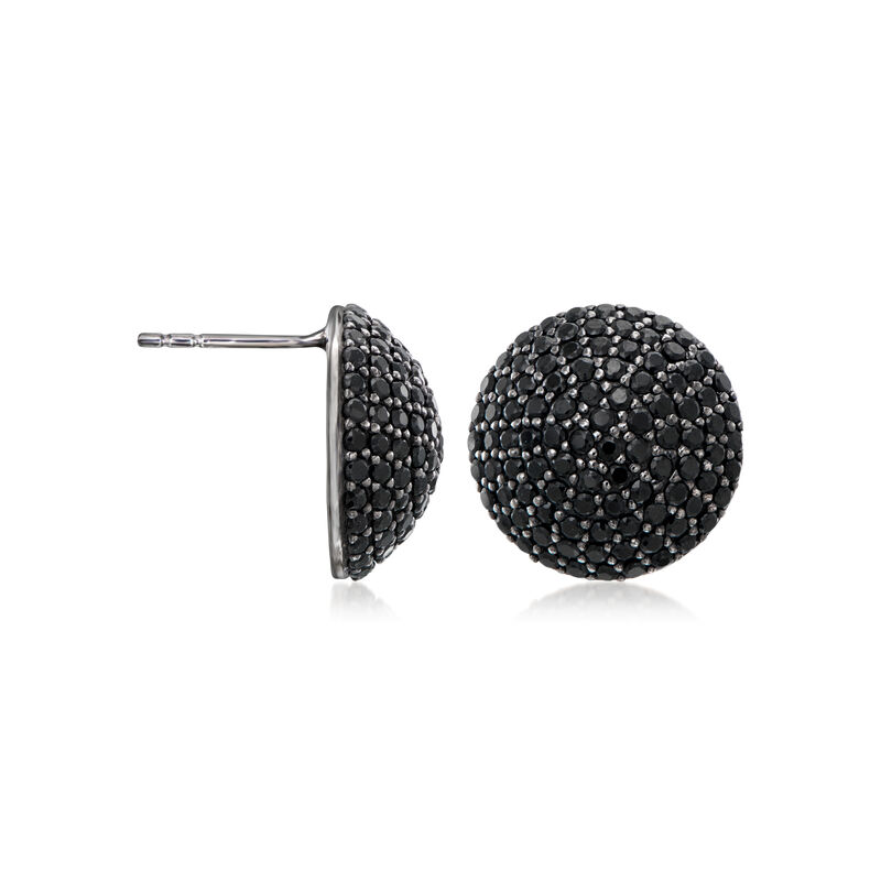 4.00 ct. t.w. Black Spinel Button Earrings in Sterling Silver  image number 2