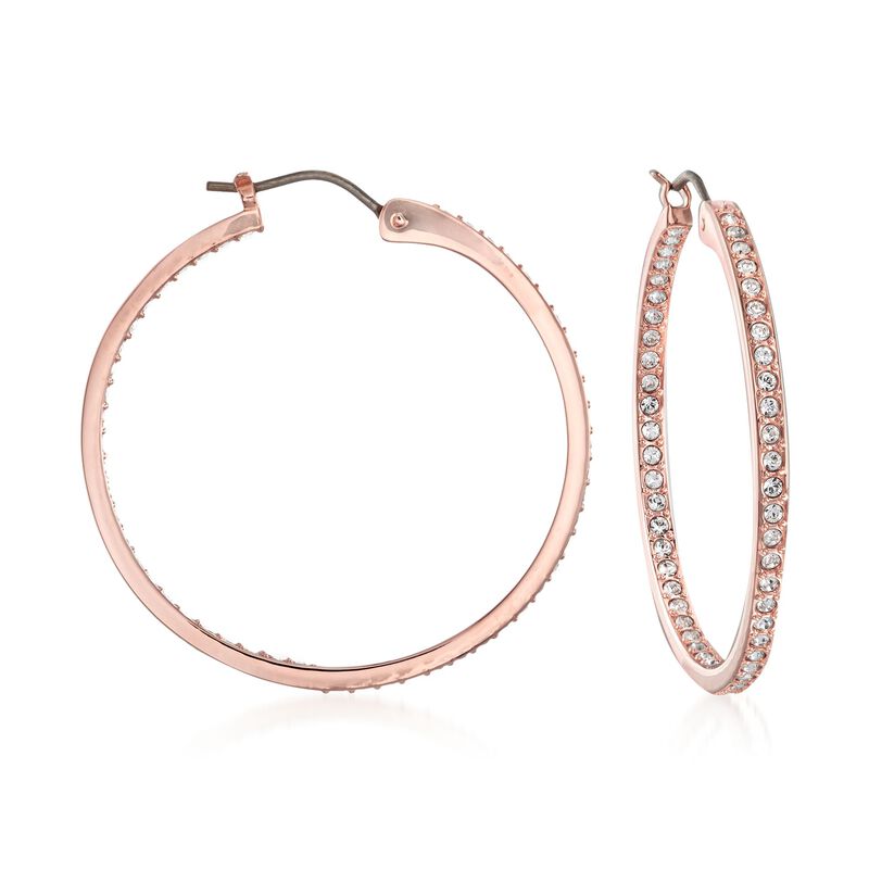 Swarovski Crystal "Sommerset" Pave Crystal Inside-Outside Hoop Earrings in Rose Gold image number 0