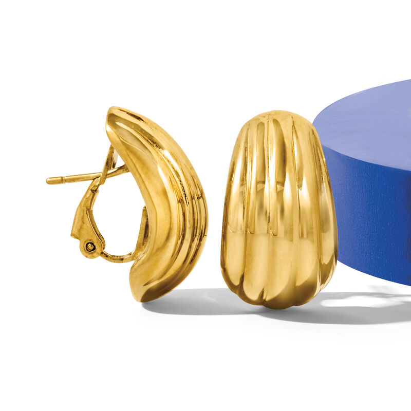 Italian 18kt Yellow Gold Grooved Earrings image number 5