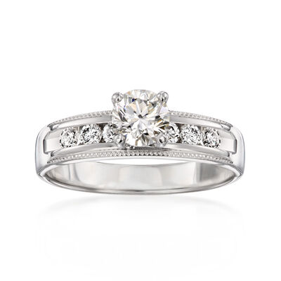 C. 2000 Vintage .50 Carat Certified Diamond Ring with .25 ct. t.w. Diamonds in 14kt White Gold