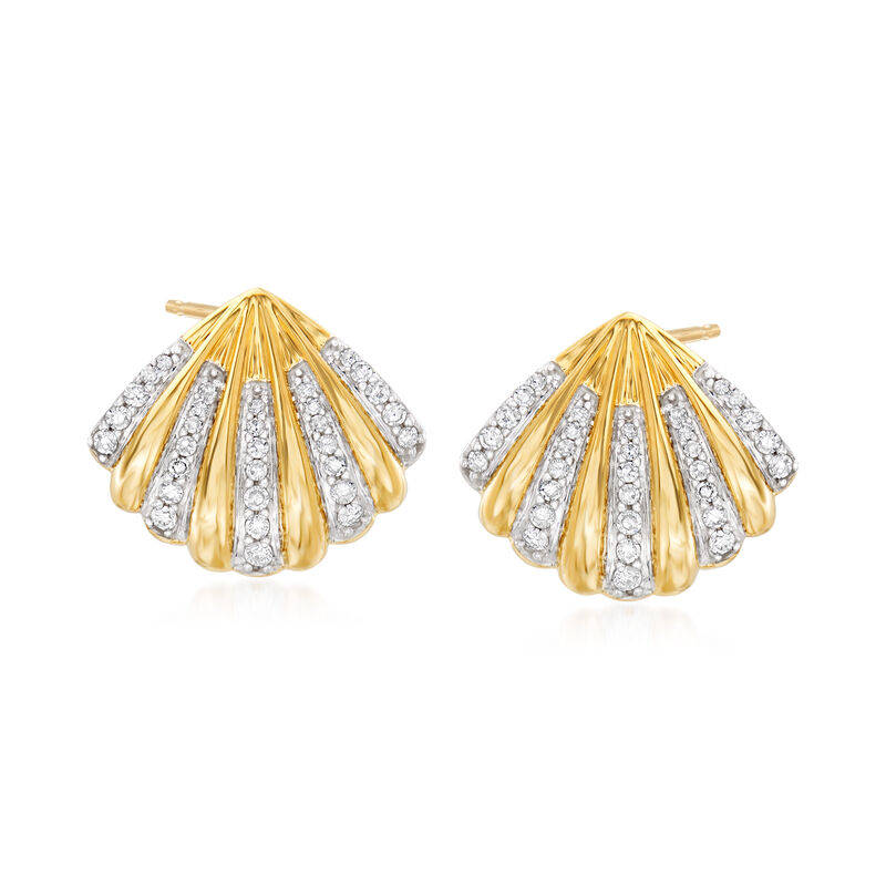 .25 ct. t.w. Diamond Shell Earrings in 14kt Yellow Gold image number 0