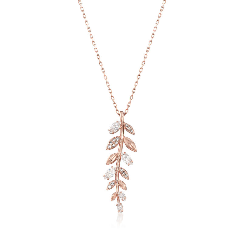Swarovski Crystal &quot;Mayfly&quot; Fern Necklace in Rose Gold-Plated Metal. 147 image number 1