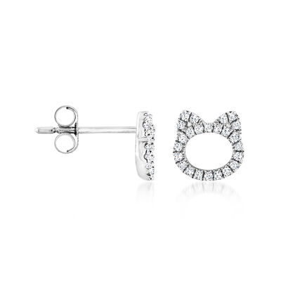 .20 ct. t.w. Diamond Cat Earrings in Sterling Silver