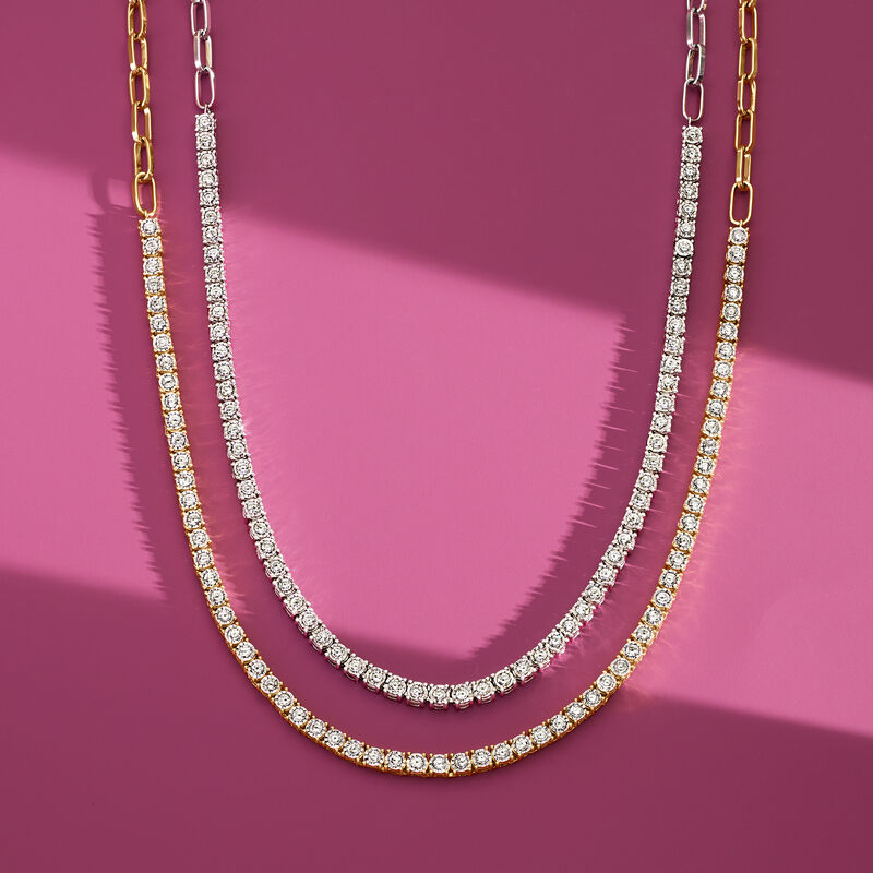 2.00 ct. t.w. Diamond Tennis Paper Clip Link Necklace in 18kt Gold Over Sterling image number 2