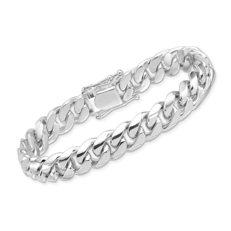 Solid Platinum Curb-Link Bracelet. 8&quot; image number 0
