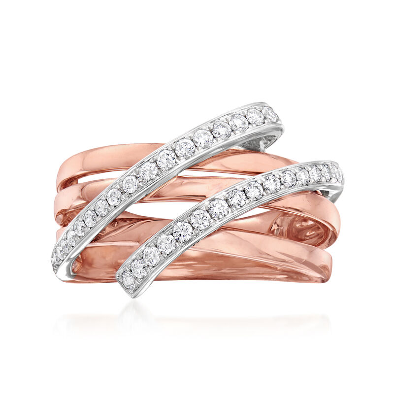 C. 1990 Vintage Piero Milano .41 ct. t.w. Diamond Highway Ring in 18kt Rose Gold image number 0