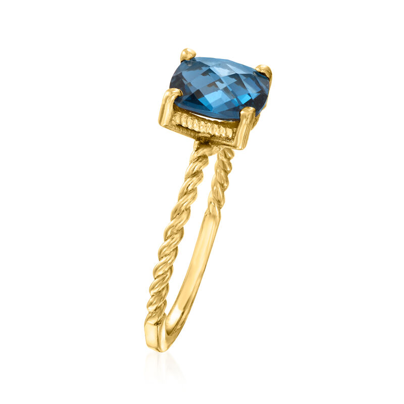 2.60 Carat London Blue Topaz Twisted Ring in 18kt Gold Over Sterling. Size 8 image number 2