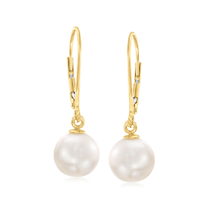 8.5-9mm Cultured Pearl Drop Earrings in 14kt Yellow Gold image number 0