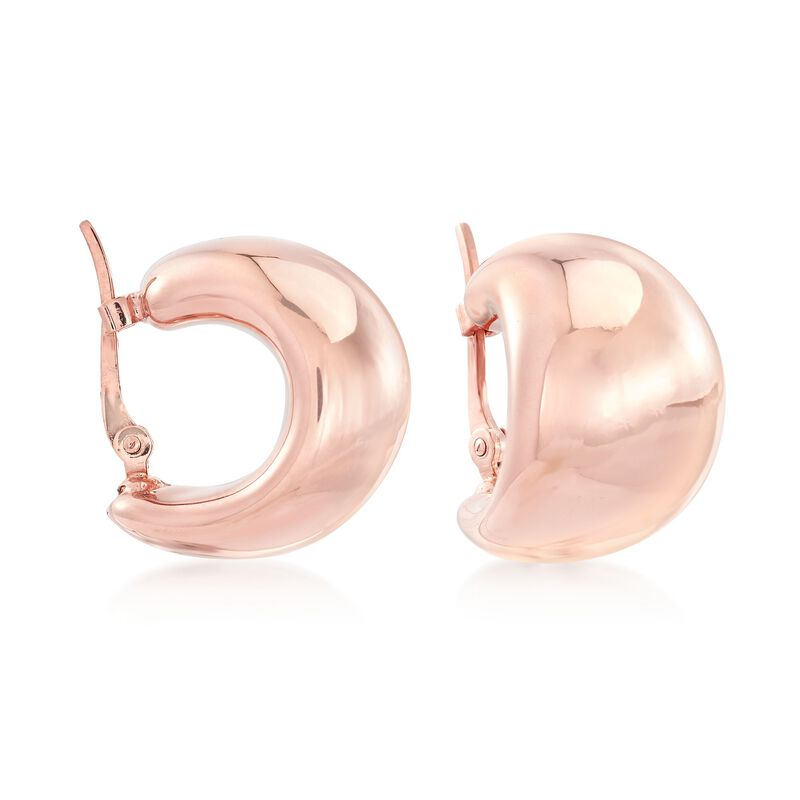 14kt Rose Gold Puffed Huggie Hoop Earrings image number 0