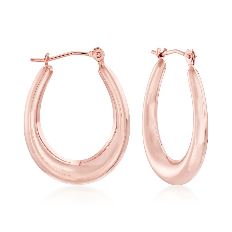 14kt Rose Gold Oval Hoop Earrings  image number 0